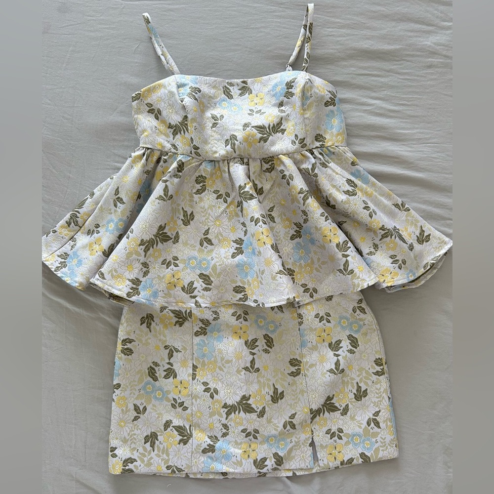 Vici Floral Two Piece Skirt and Peplum top